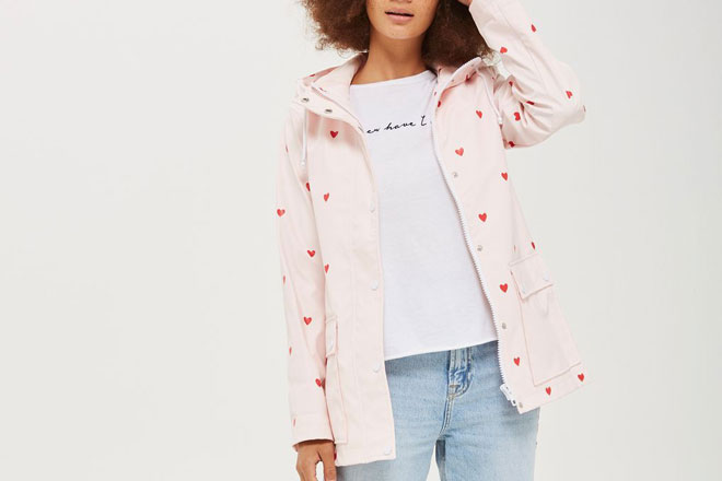 Topshop store pink raincoat