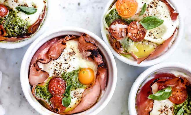 Microwave Egg Caprese Breakfast Cups