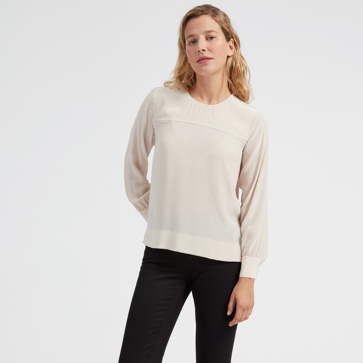 everlane silk long sleeve blouse