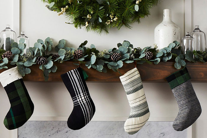 Green/White Hearth and Hand Magnolia Christmas Stocking 