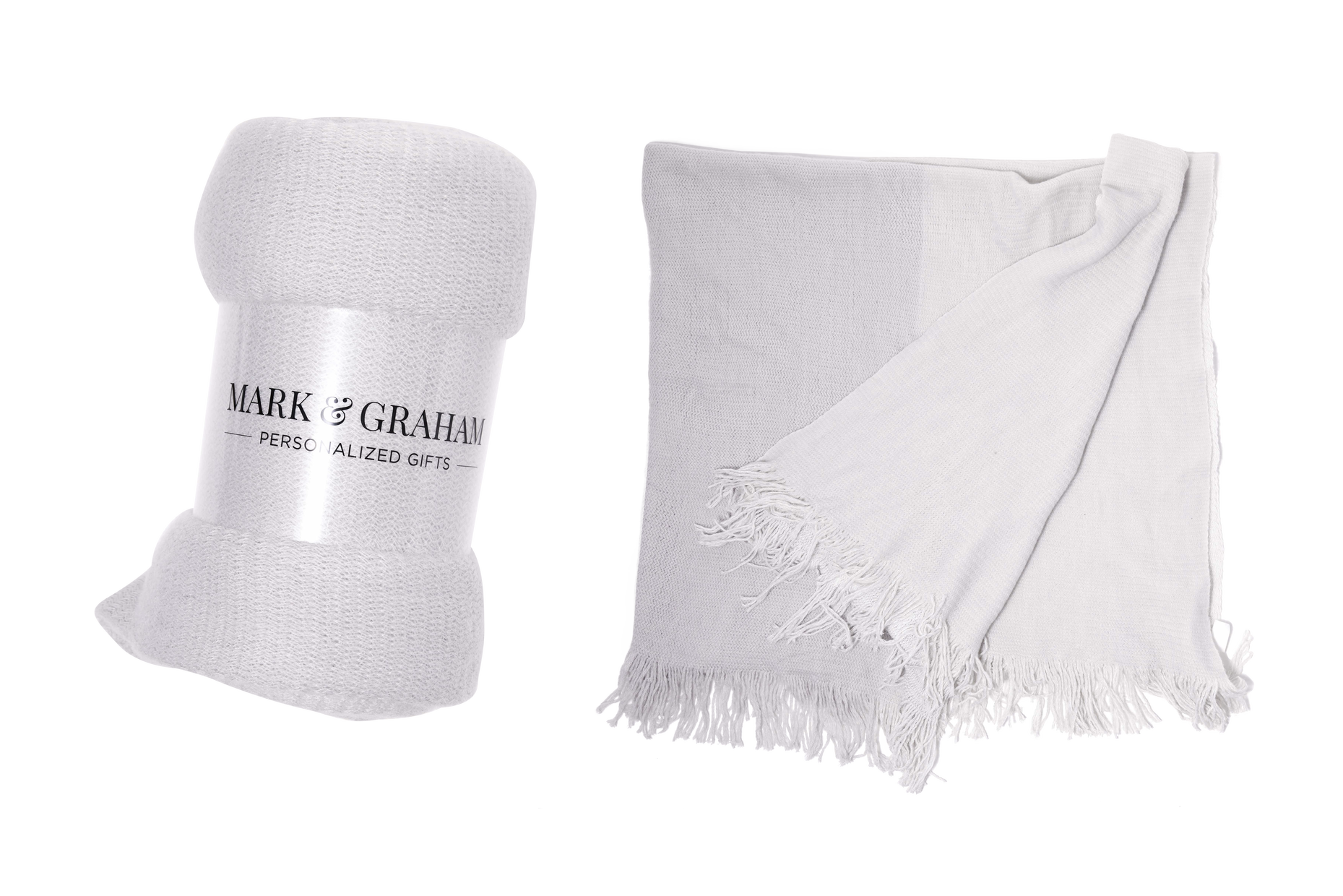 Mark & Graham Colorblock Throw Blanket Gray/Ivory from FabFitFun Brand New 