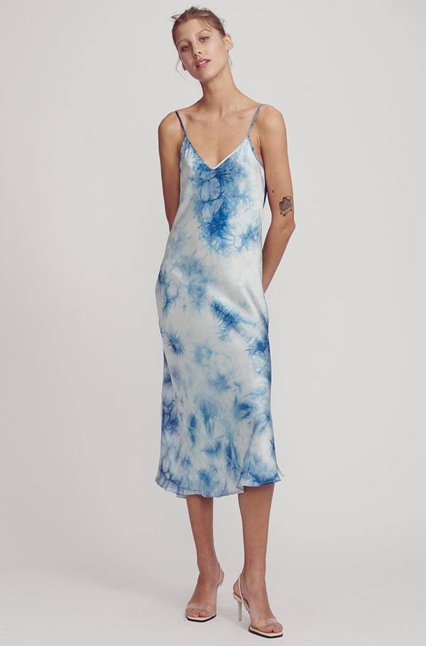 tie dye silk slip dress