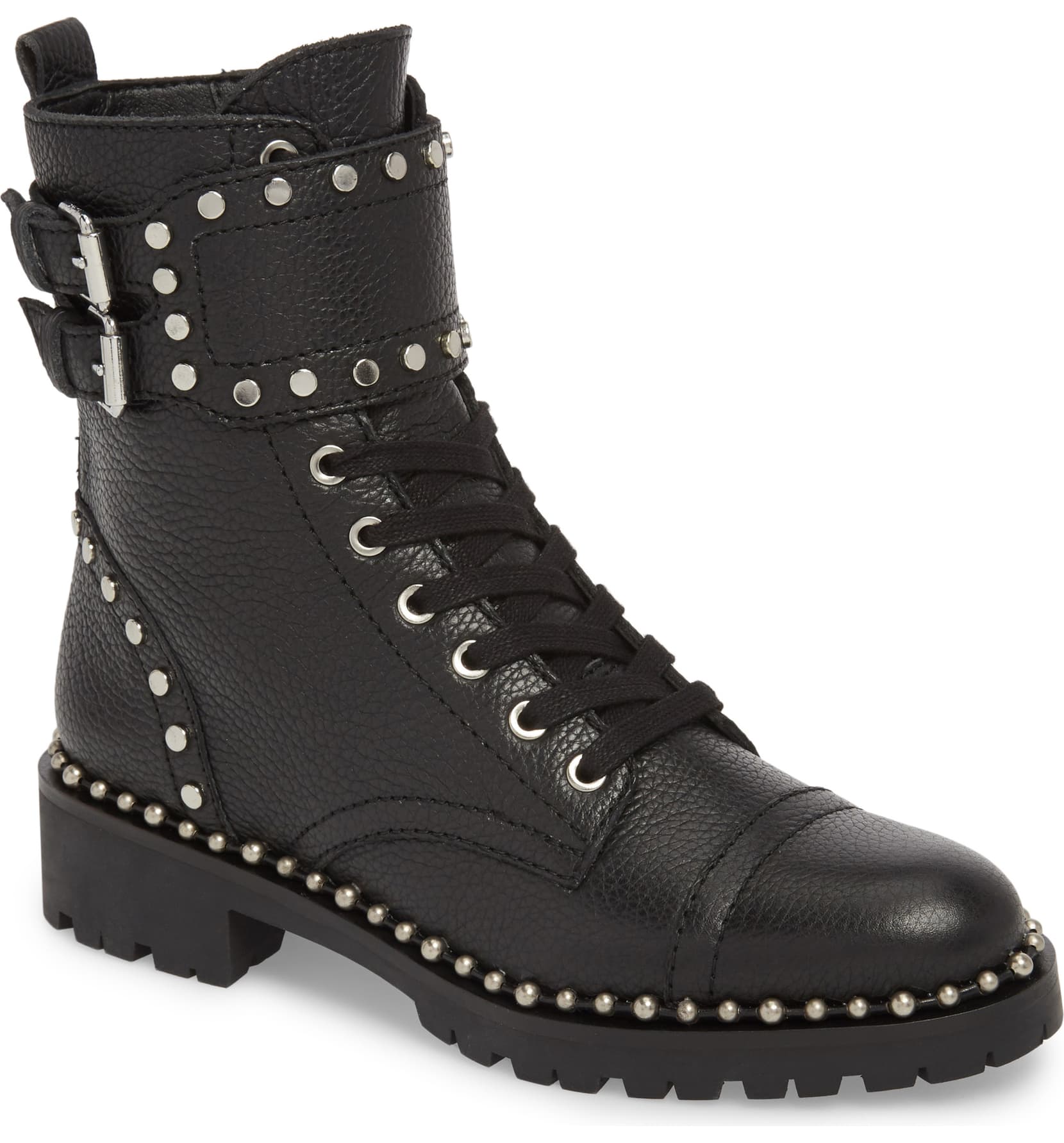 louise et cie faux pearl leather military boots