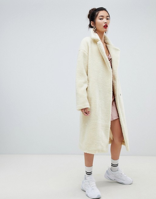 white long teddy coat