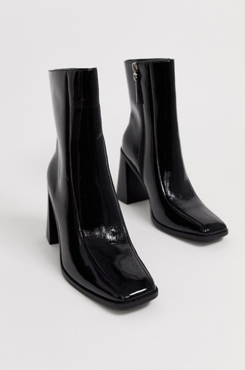 black skinny heel booties