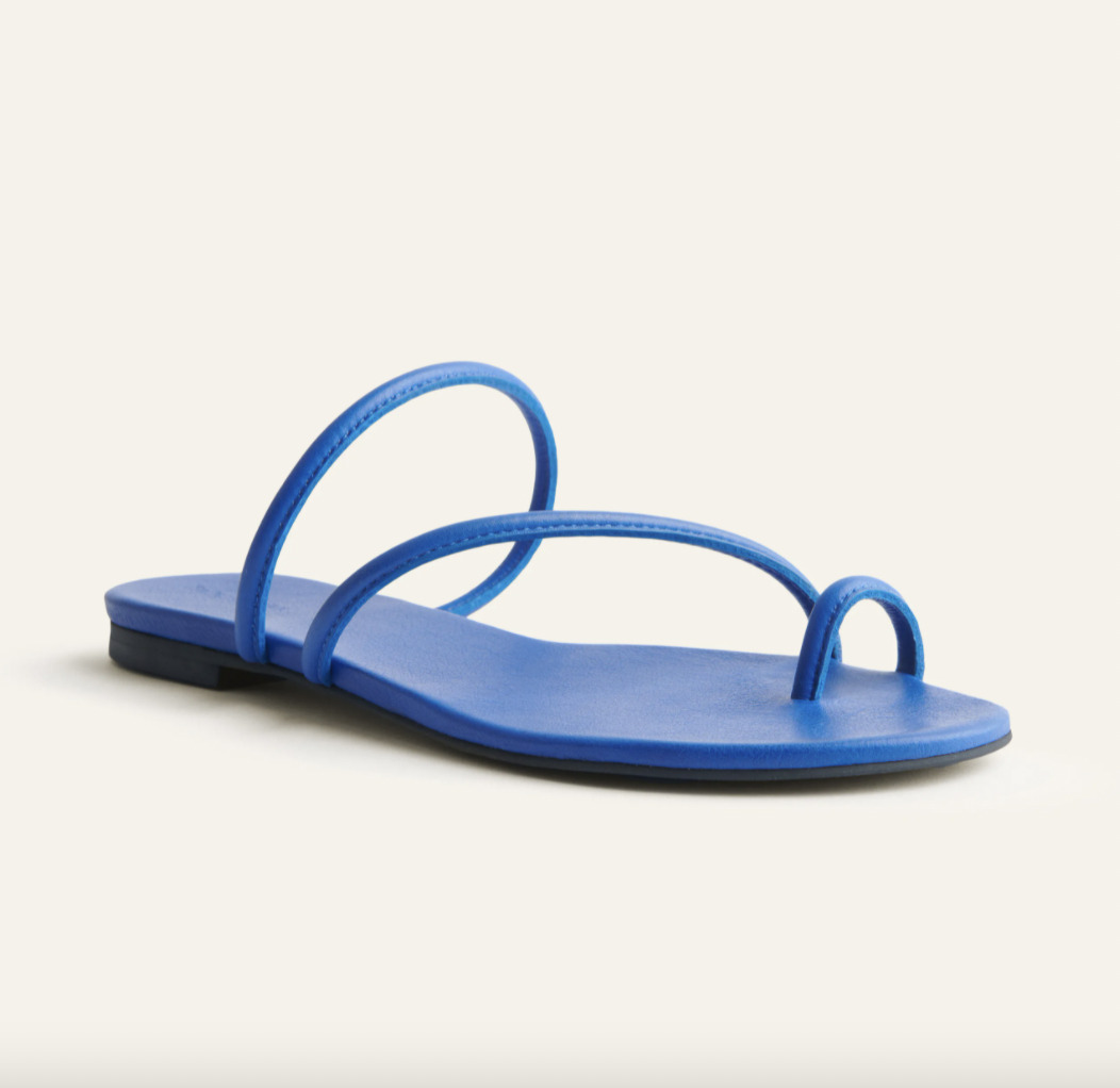 Blue Pu Ring Toe Sandals