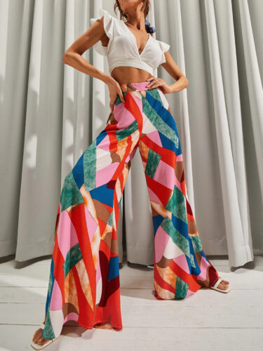 Zara Piped HighWaisted Flowy Printed Pants NWT Size XS  eBay