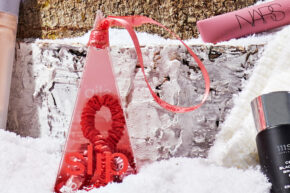 slip scrunchie trio in snowy background