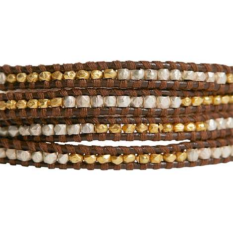 Chan Luu Sterling Silver and 18k Gold Plated Nugget Wrap Bracelet ...