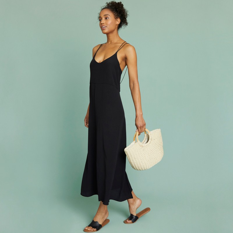 Knitted Half Moon Straw Tote