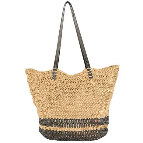 striped straw tote