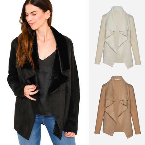 Gia faux fur waterfall sweater Clearance