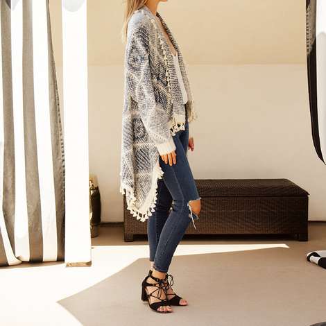 fringe lurex cardigan