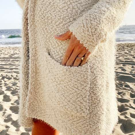 love stitch aria hooded two pocket cozy open cardigan sweater