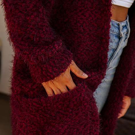 love stitch aria hooded two pocket cozy open cardigan sweater