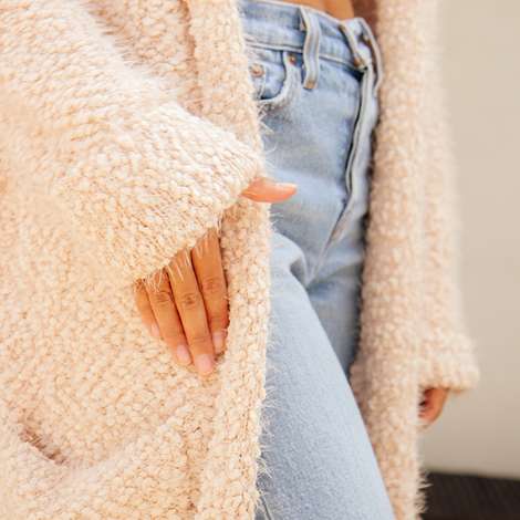 love stitch aria hooded two pocket cozy open cardigan sweater