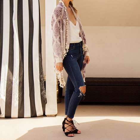 fringe lurex cardigan