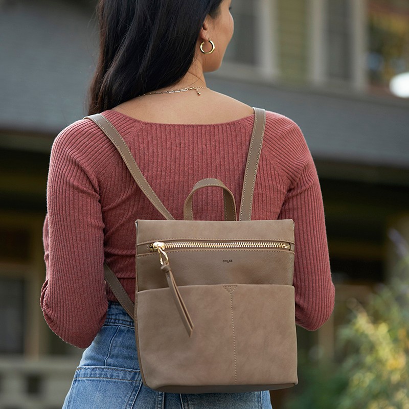 Suede Backpack in Earth