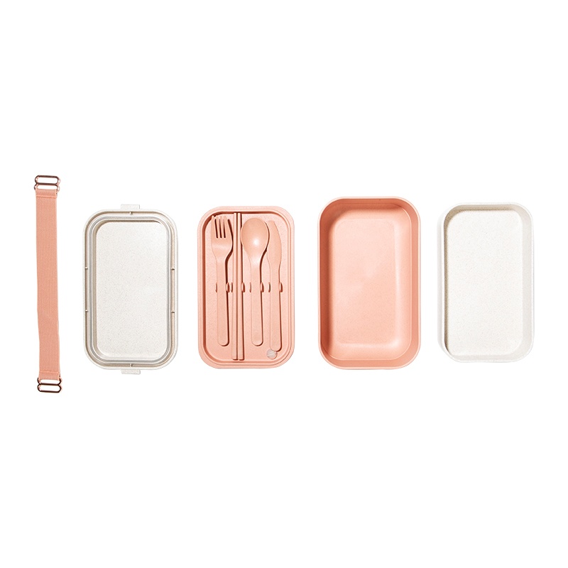 Layered Lunch Box with Clips + Utensils